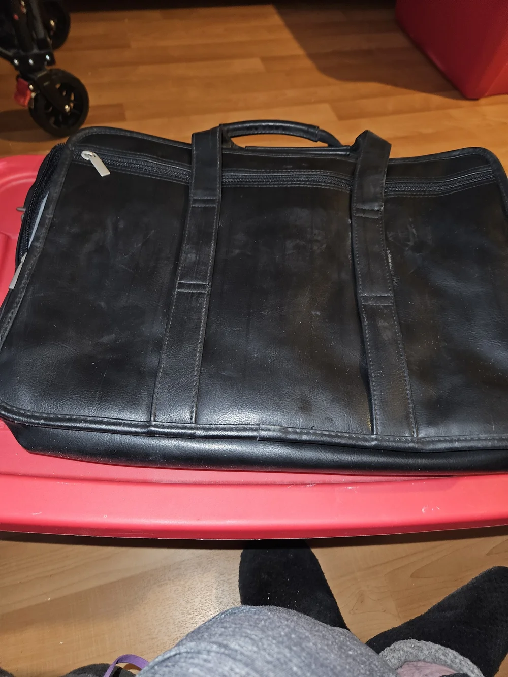 Black Leather Briefcase Laptop Bag